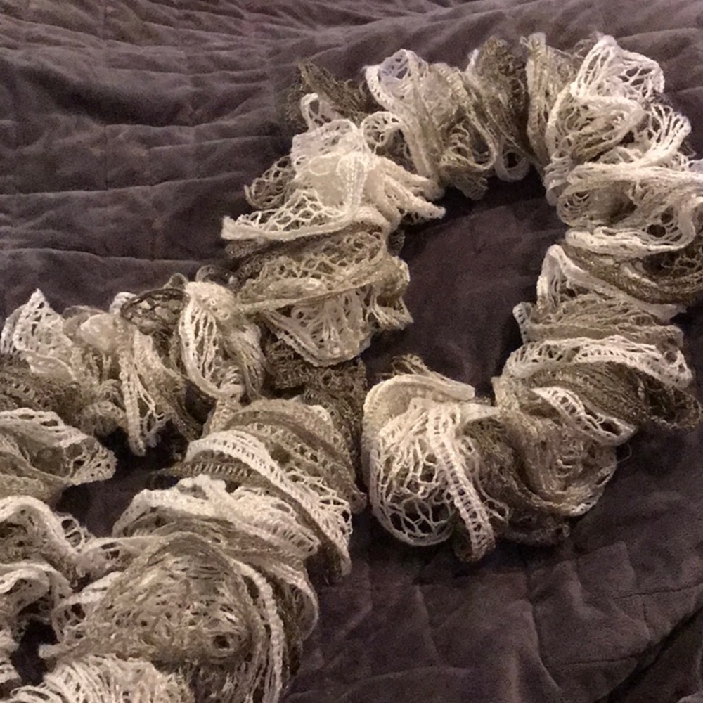 HANDMADE Grey/Silver/White scarf